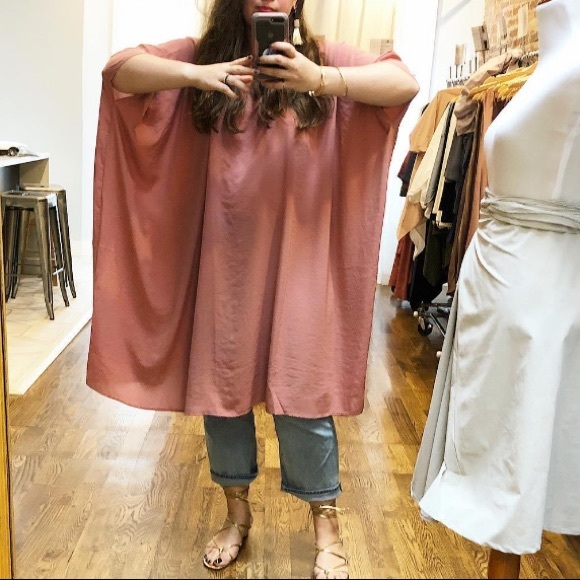 Mimu Maxi Cacade Square Dress Rose One Size Drapes - Picture 4 of 12